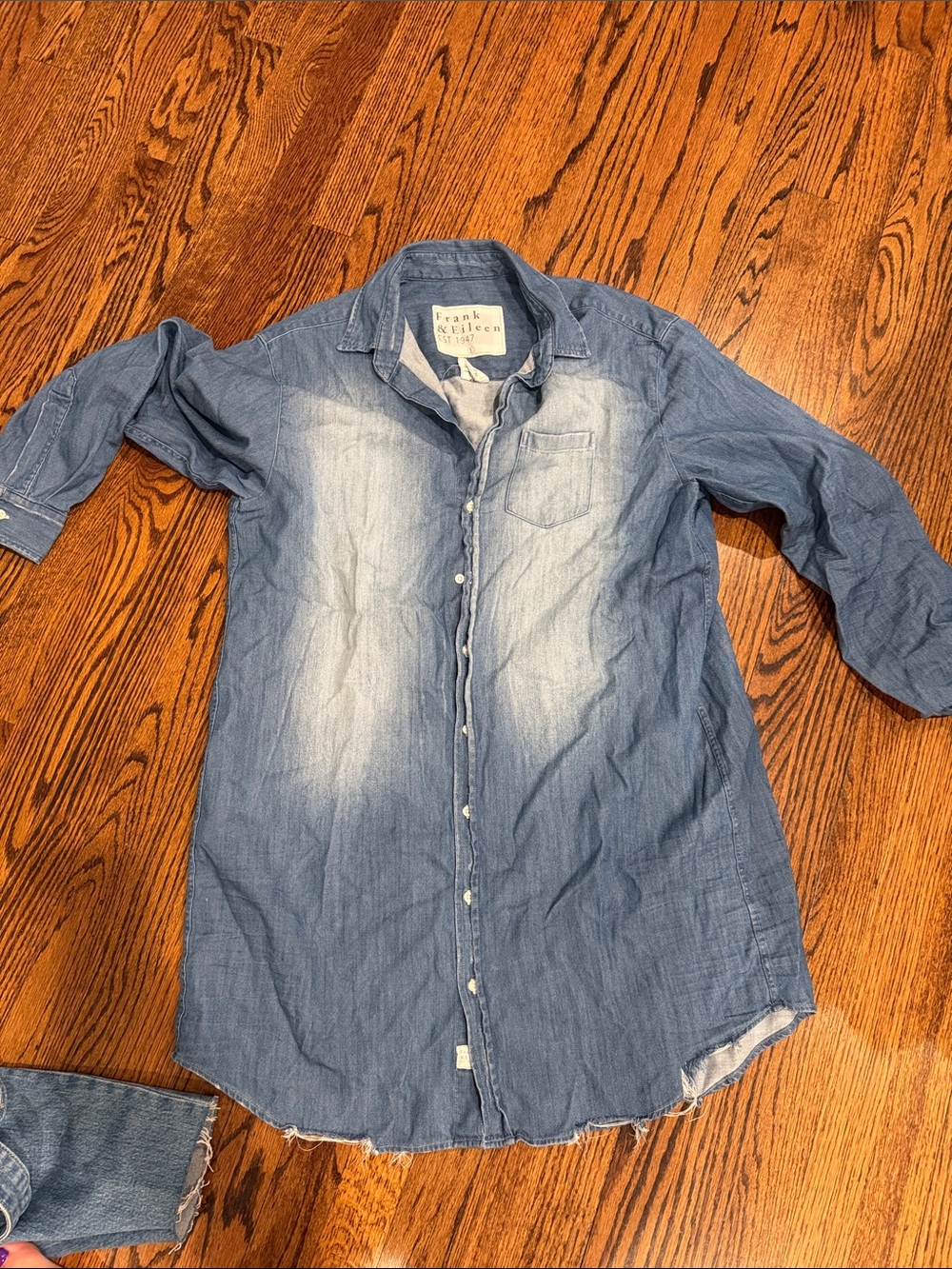 Frank & Eileen Mary Faded Blue Denim Button-Down Shirt Dress
